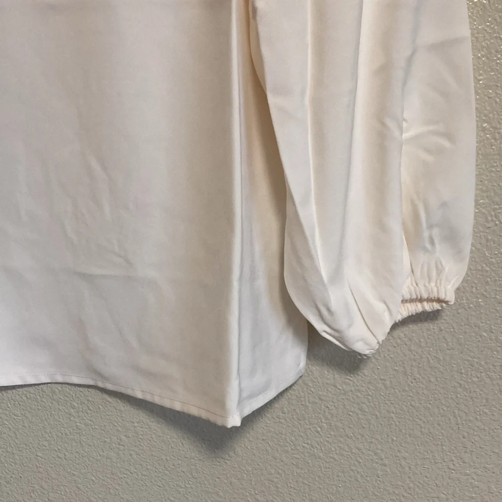 J.Crew Puff Sleeve Keyhole Crepe Blouse in Ivory (Size PXS)